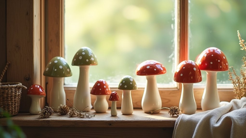 cottagecore ceramic mushrooms charm