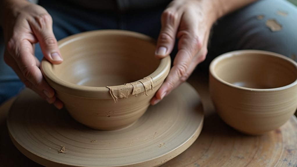 handmade pottery shows imperfections