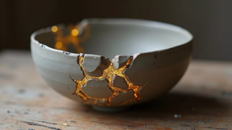 kintsugi gold filled pottery repair