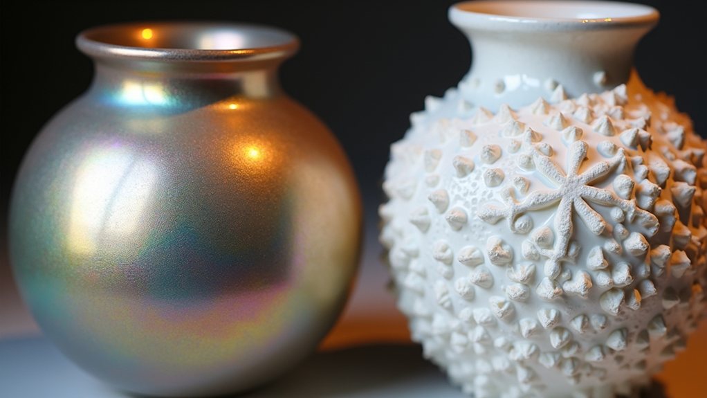 lustre vs crystalline glazes iridescent vs crystal growth