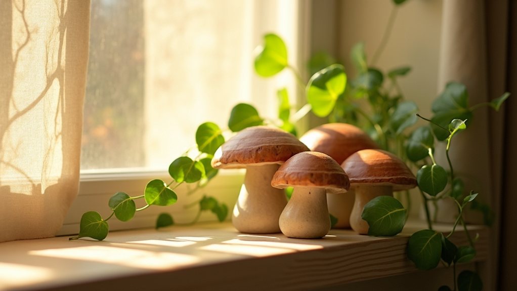 natural light mushroom display ideas