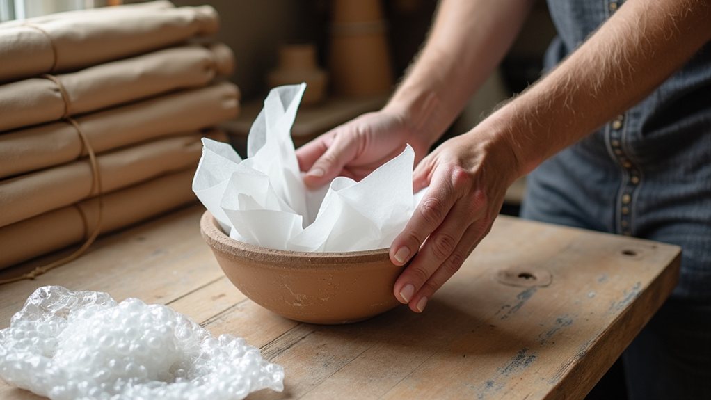 wrap pottery with protective cushioning